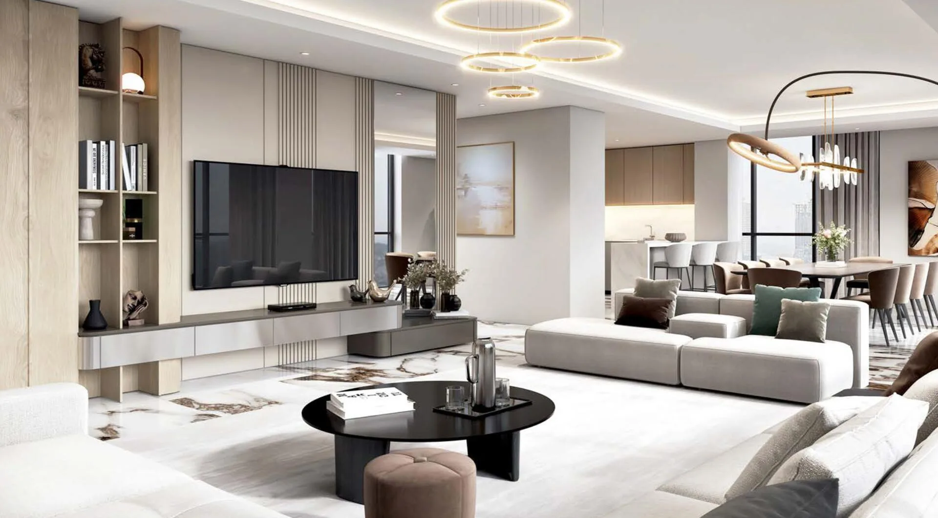 Гостиная пентхауса Whitecliffs Residences