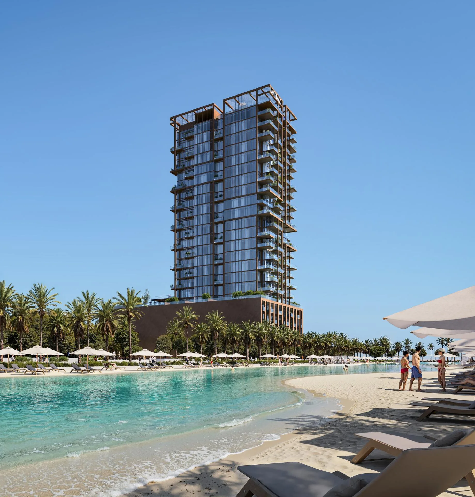 Башня Wynwood Horizon над песчаным пляжем лагуны