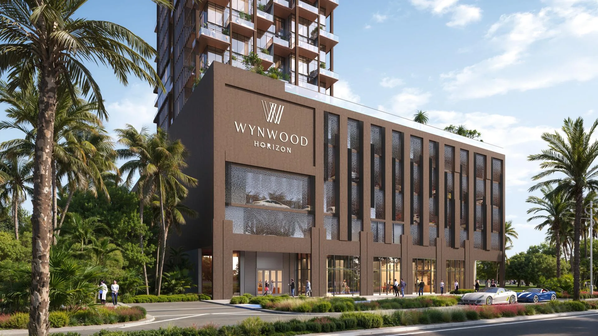 Вход в подиум Wynwood Horizon со знаком дома