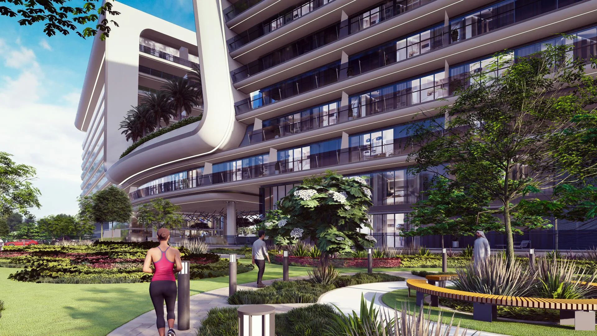 Дорожка через сад у Yas Beach Residence