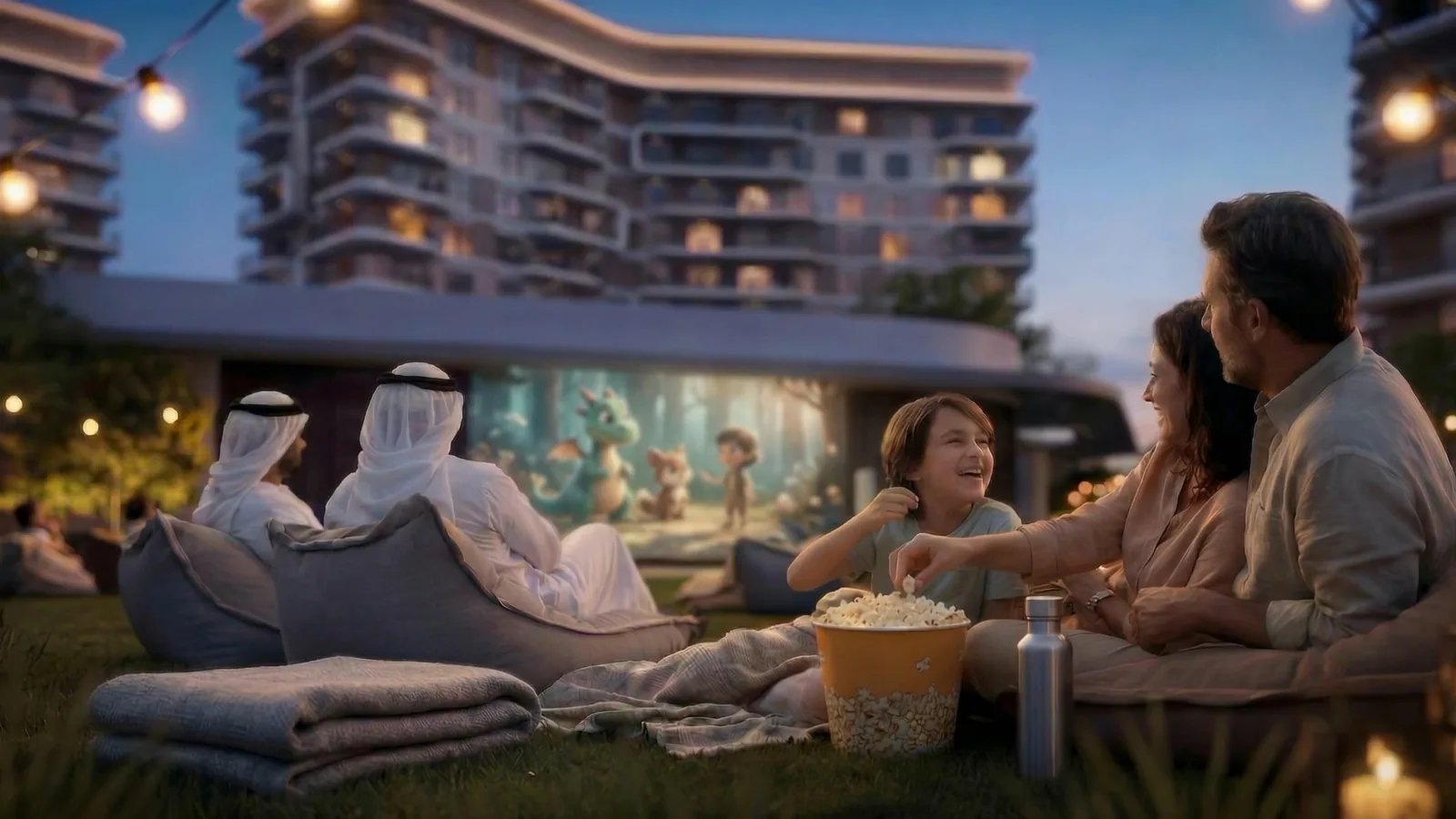 Кино на лужайке Yas Park Place. Визуализация Aldar