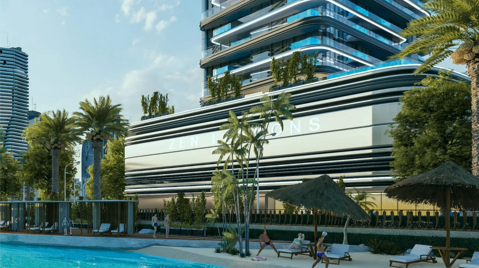 Нижние этажи Zen Lagoons у воды